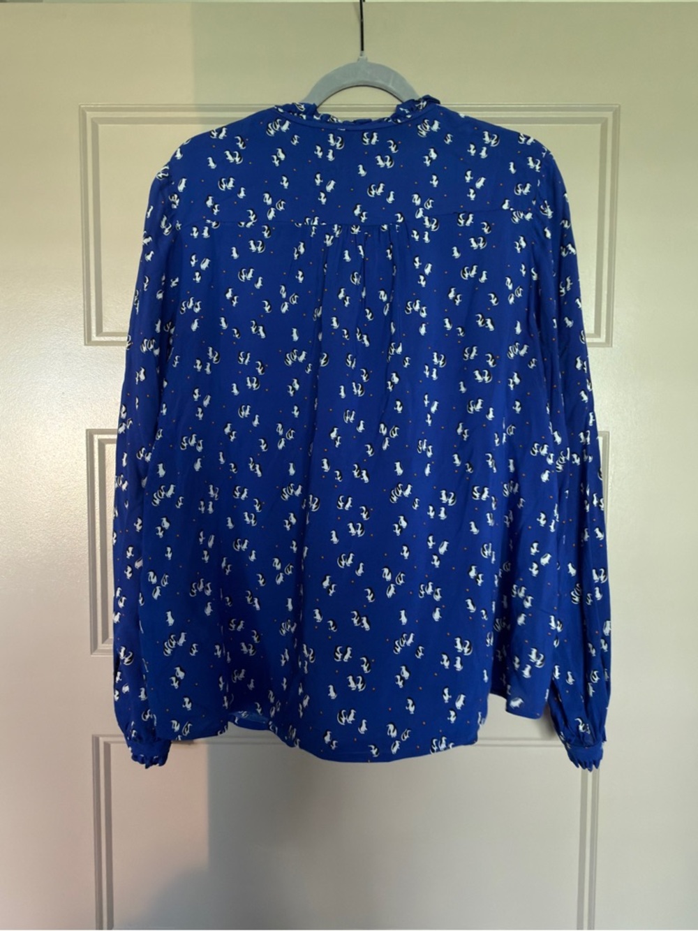 Marisol Ruffled Blouse by Maeve for Anthropologie Size 16W Penguins - Picture 3 of 15